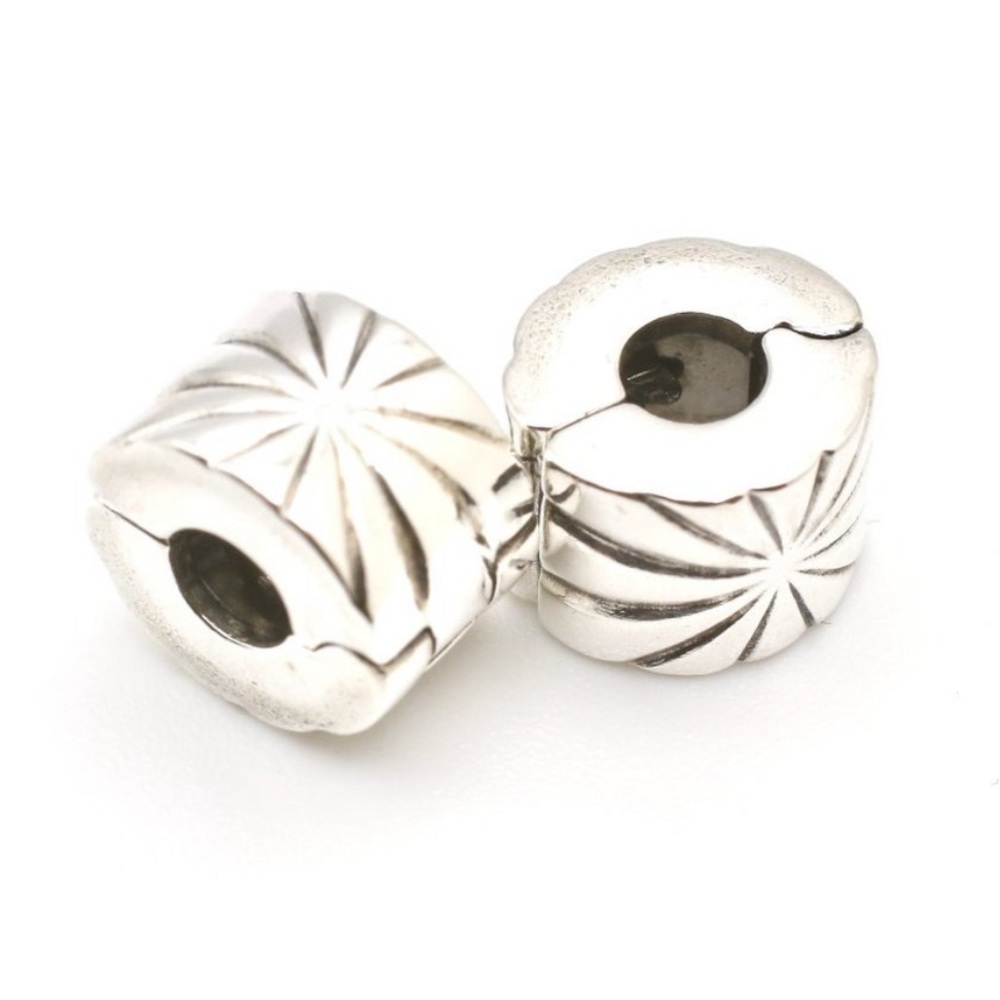 Bundle 2 Retired Pandora Sunburst Clips Charms Safety Stoppers Spacers EUC